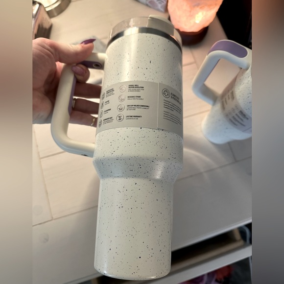 Stanley 40oz Tumbler *Brand new* Cream Speckle w/purple accents - Picture 5 of 8